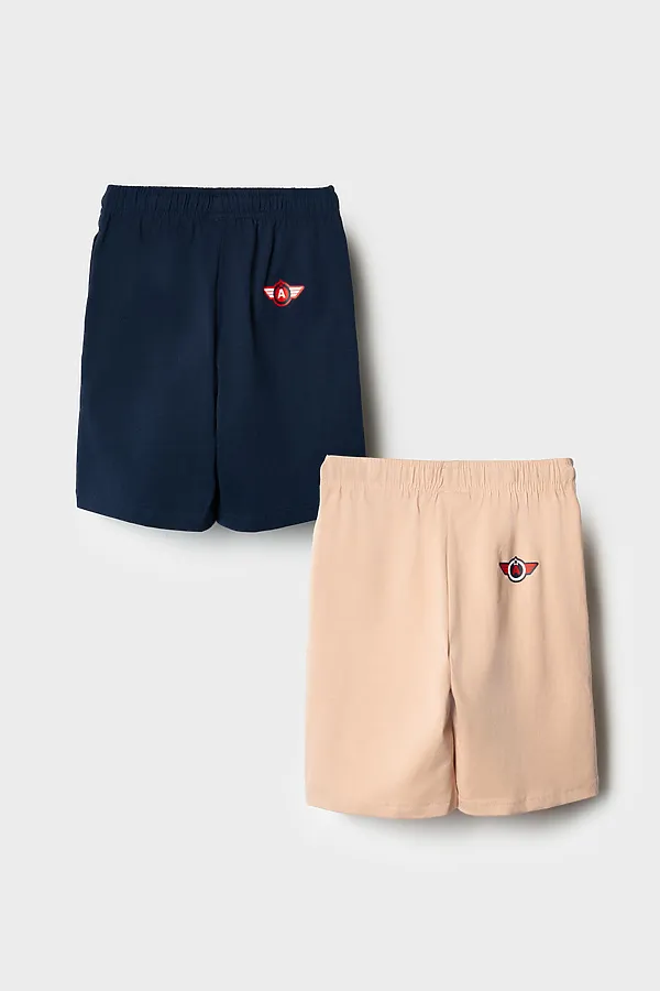 Шорты трикотажные для мальчиков, 2 шт в комплекте PLAYTODAY, тёмно-синий,бежевый - фото 2