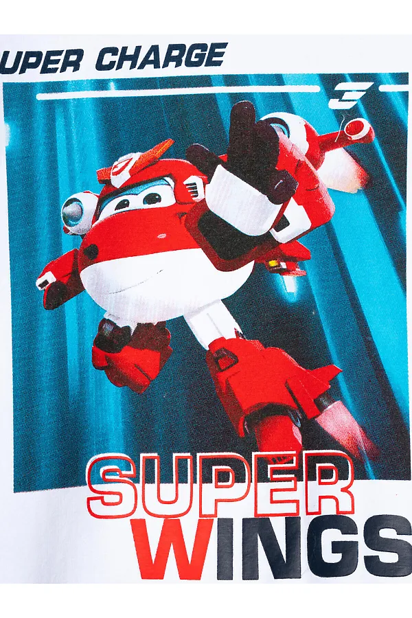 Комплект трикотажный для мальчиков: фуфайка (футболка), брюки PLAYTODAY, белый,ярко-синий - фото 2