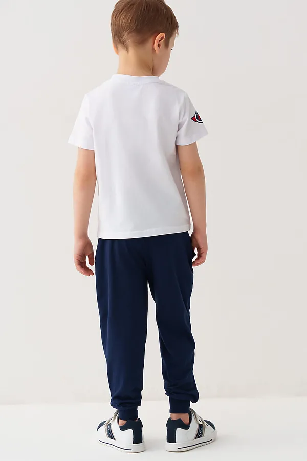 Комплект трикотажный для мальчиков: фуфайка (футболка), брюки PLAYTODAY, белый,тёмно-синий - фото 2