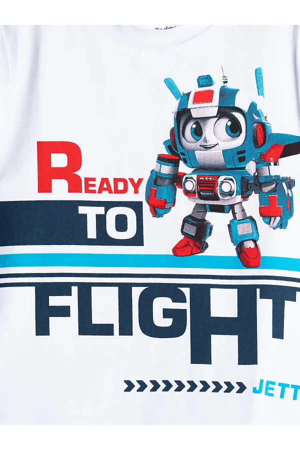 Комплект трикотажный для мальчиков: фуфайка (футболка), брюки PLAYTODAY, белый,тёмно-синий - фото 2