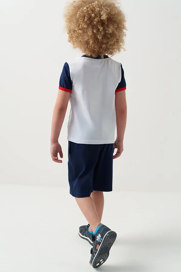 Комплект трикотажный для мальчиков: фуфайка (футболка), шорты PLAYTODAY, белый,тёмно-синий - фото 2