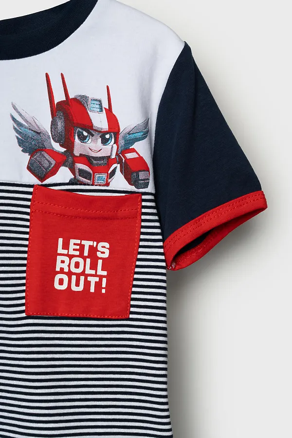 Комплект трикотажный для мальчиков: фуфайка (футболка), шорты PLAYTODAY, белый,тёмно-синий - фото 2