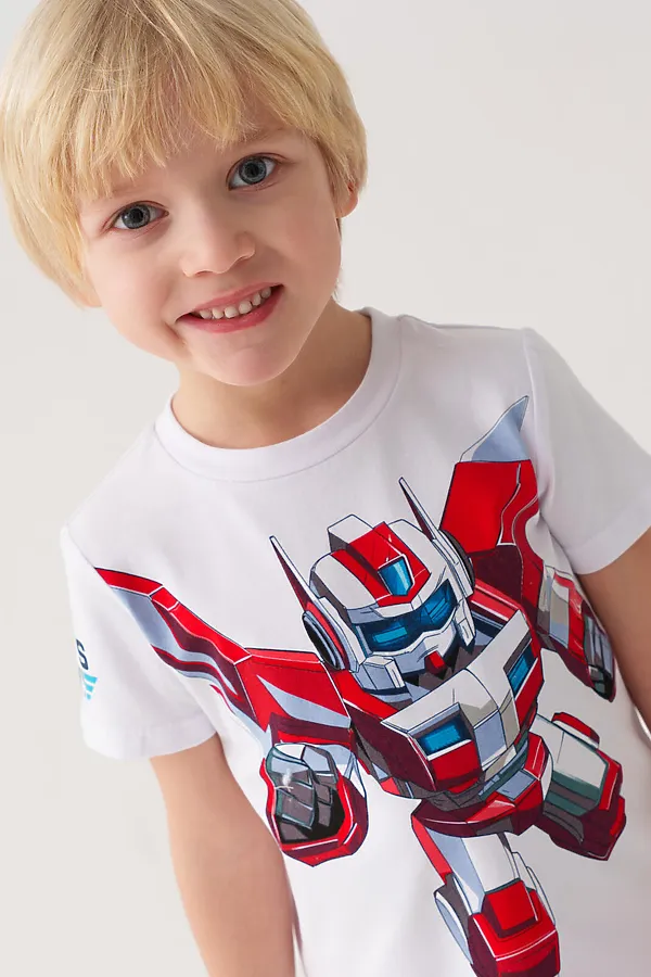 Комплект трикотажный для мальчиков: фуфайка (футболка), шорты PLAYTODAY, белый,красный - фото 2