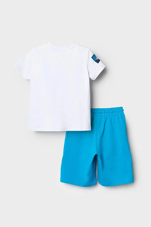 Комплект трикотажный для мальчиков: фуфайка (футболка), шорты PLAYTODAY, белый,ярко-синий - фото 2