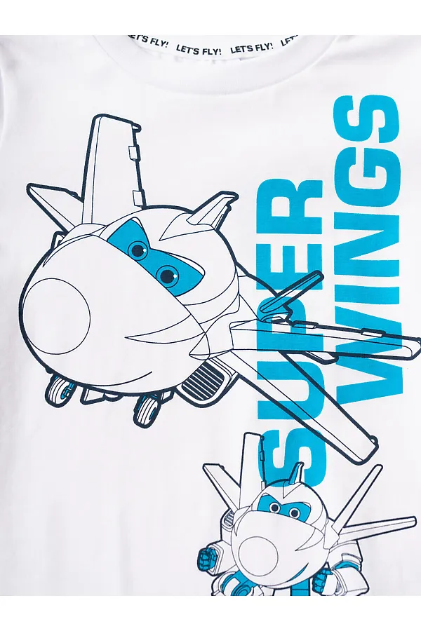 Комплект трикотажный для мальчиков: фуфайка (футболка), шорты PLAYTODAY, белый,ярко-синий - фото 2