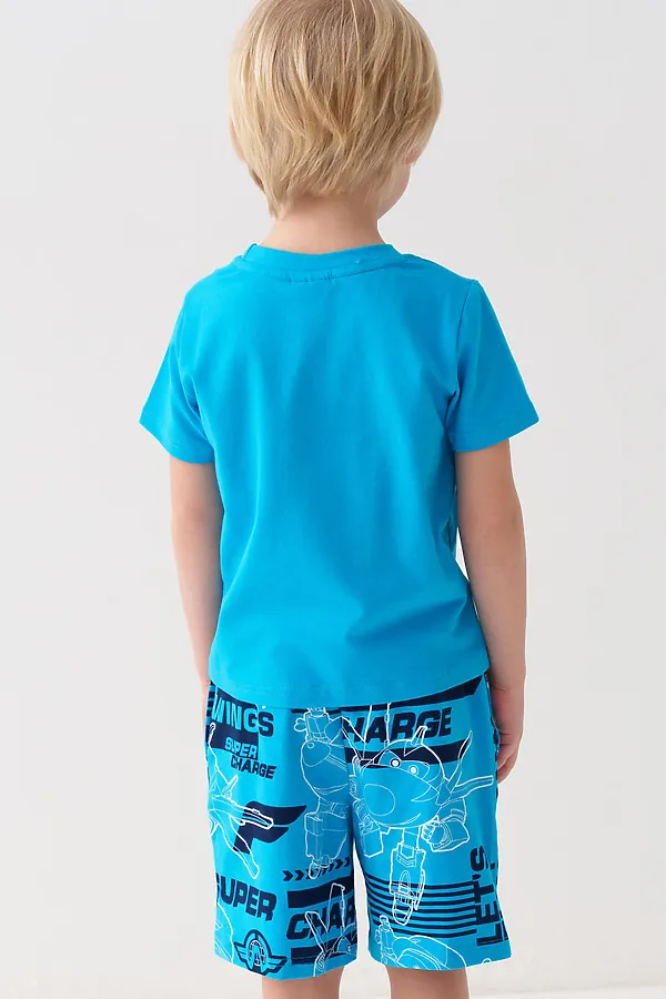 Комплект трикотажный для мальчиков: фуфайка (футболка), шорты PLAYTODAY, ярко-синий,белый,тёмно-синий - фото 2