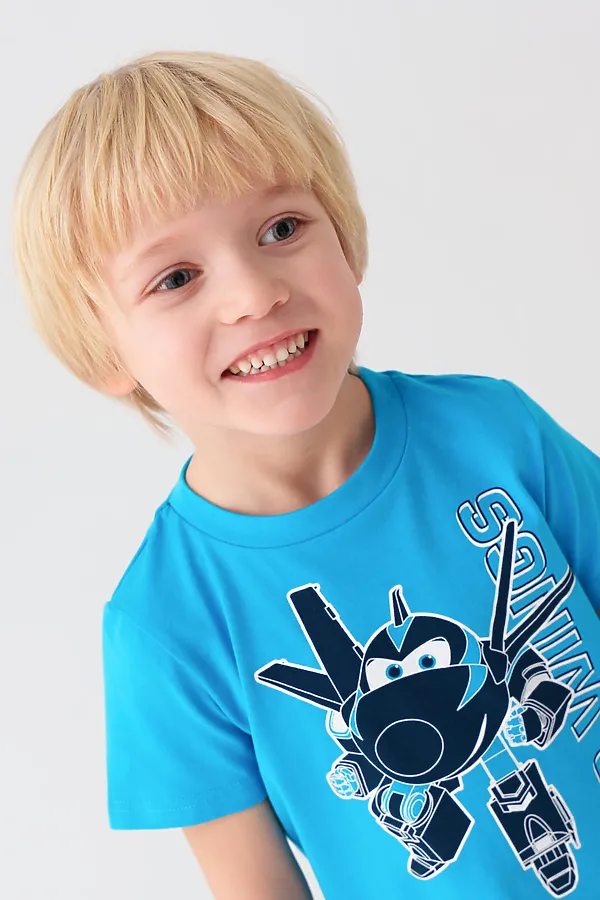 Комплект трикотажный для мальчиков: фуфайка (футболка), шорты PLAYTODAY, ярко-синий,белый,тёмно-синий - фото 2