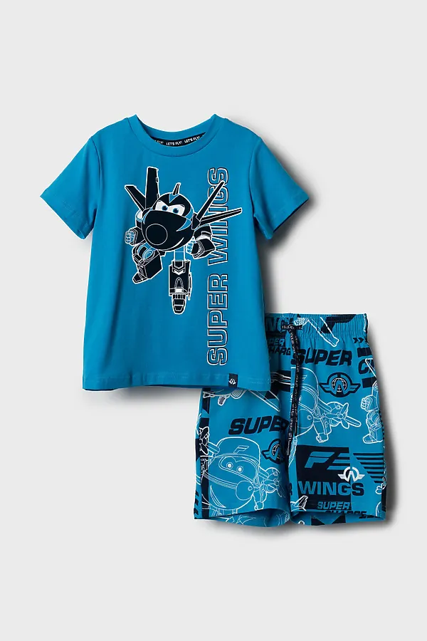 Комплект трикотажный для мальчиков: фуфайка (футболка), шорты PLAYTODAY, ярко-синий,белый,тёмно-синий - фото 2