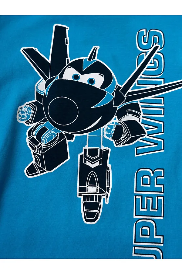 Комплект трикотажный для мальчиков: фуфайка (футболка), шорты PLAYTODAY, ярко-синий,белый,тёмно-синий - фото 2