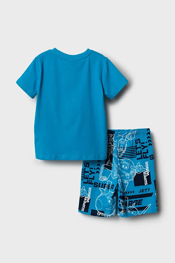 Комплект трикотажный для мальчиков: фуфайка (футболка), шорты PLAYTODAY, ярко-синий,белый,тёмно-синий - фото 2