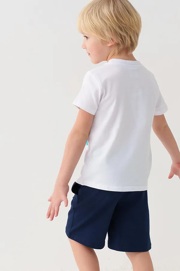 Комплект трикотажный для мальчиков: фуфайка (футболка), шорты PLAYTODAY, белый,тёмно-синий - фото 2