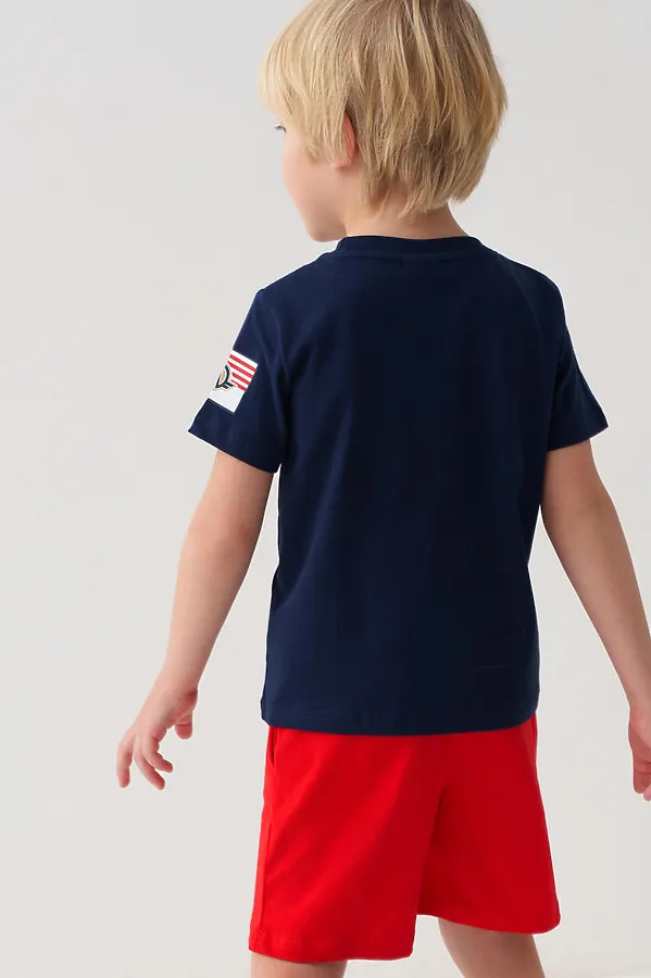 Комплект трикотажный для мальчиков: фуфайка (футболка), шорты PLAYTODAY, тёмно-синий,красный - фото 2