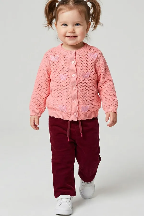 Кардиган детский трикотажный для девочек PLAYTODAY, светло-розовый - фото 2