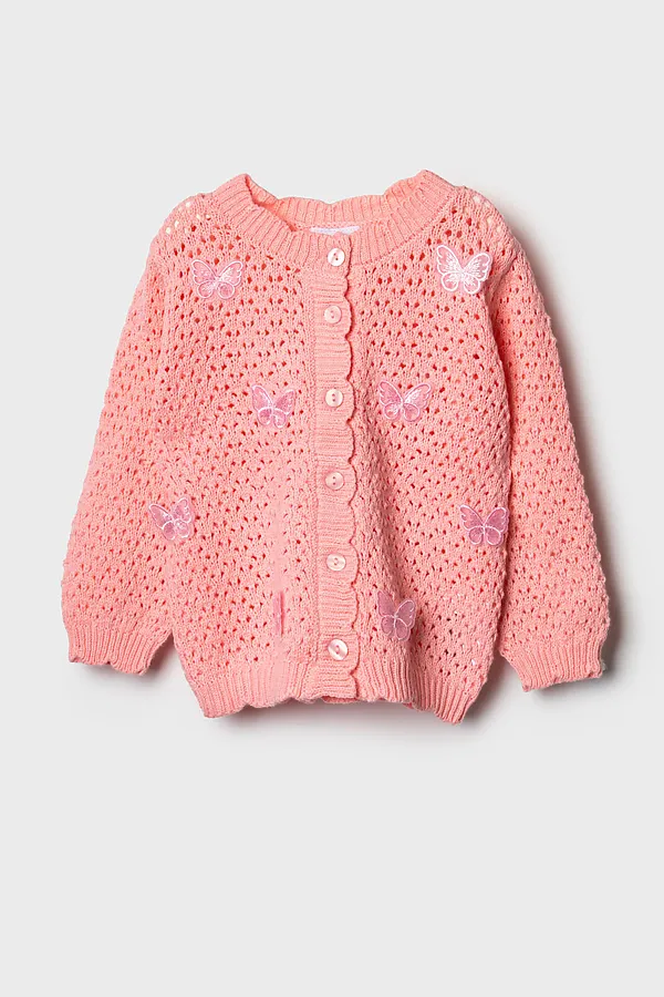 Кардиган детский трикотажный для девочек PLAYTODAY, светло-розовый - фото 2