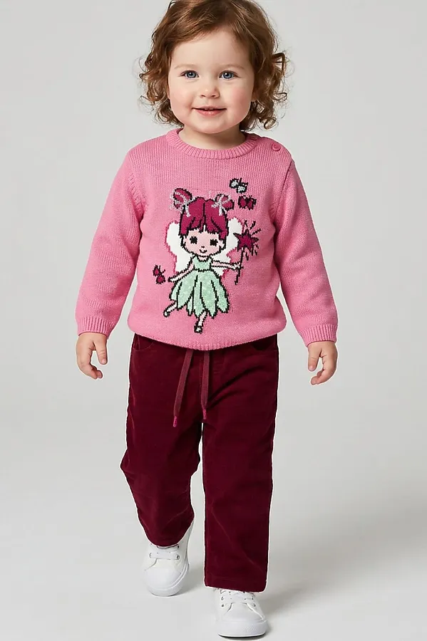 Джемпер детский трикотажный для девочек PLAYTODAY, розовый - фото 2