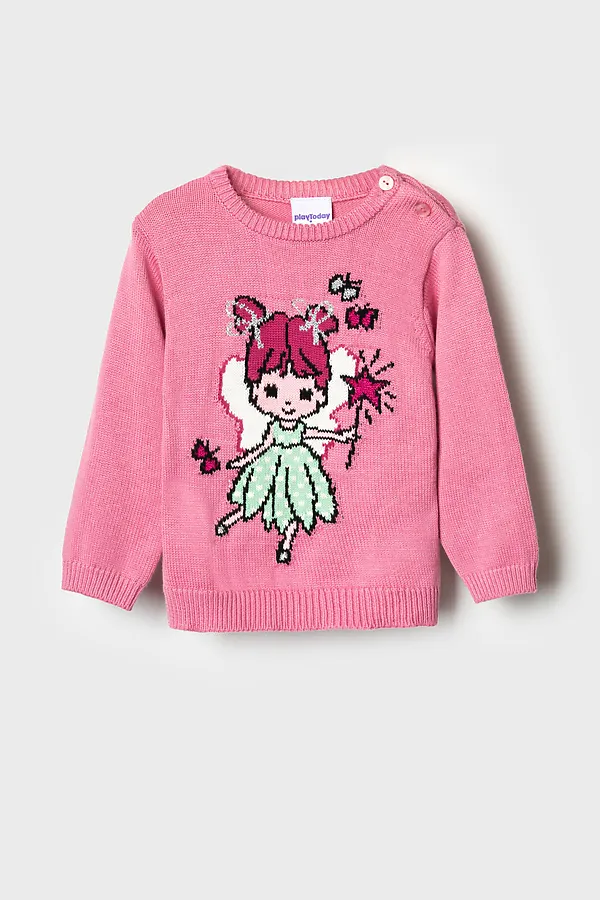 Джемпер детский трикотажный для девочек PLAYTODAY, розовый - фото 2
