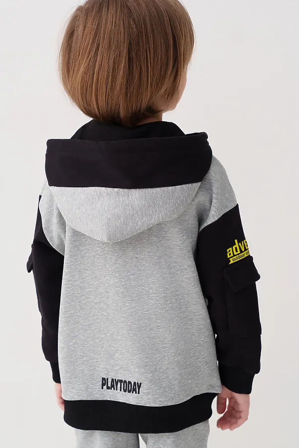 Толстовка трикотажная для мальчиков PLAYTODAY, черный,серый - фото 2