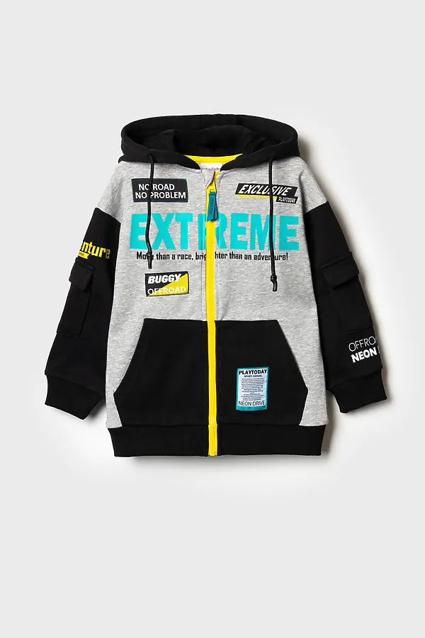 Толстовка трикотажная для мальчиков PLAYTODAY, черный,серый - фото 2