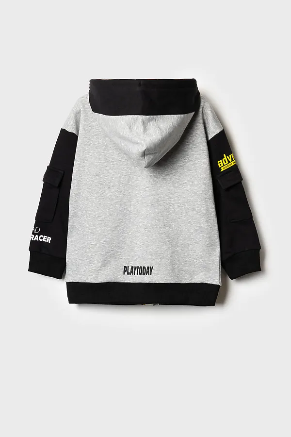 Толстовка трикотажная для мальчиков PLAYTODAY, черный,серый - фото 2