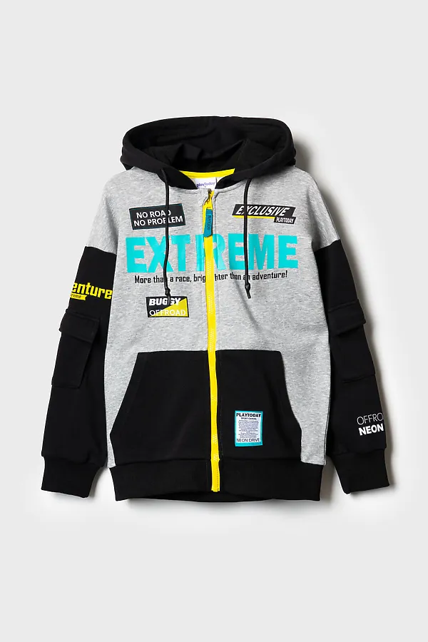 Толстовка трикотажная для мальчиков PLAYTODAY, черный,серый - фото 2