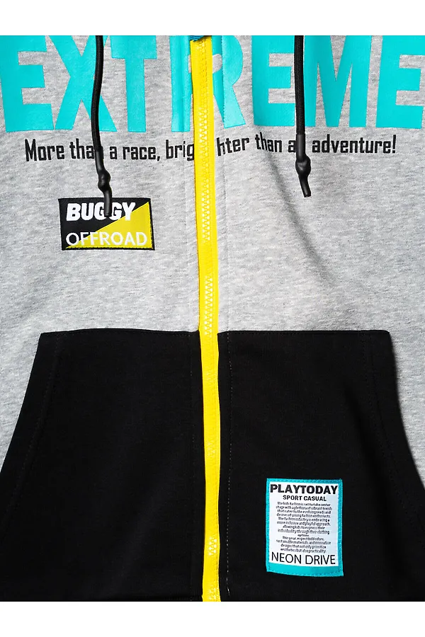 Толстовка трикотажная для мальчиков PLAYTODAY, черный,серый - фото 2