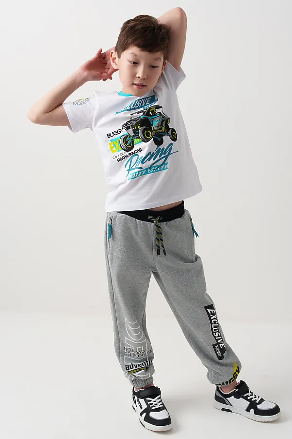 Брюки трикотажные для мальчиков PLAYTODAY, серый - фото 2