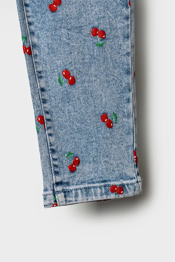 Брюки текстильные джинсовые для девочек PLAYTODAY, разноцветный - фото 2