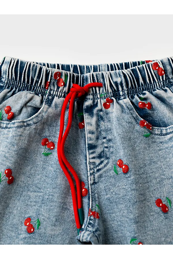 Брюки текстильные джинсовые для девочек PLAYTODAY, разноцветный - фото 2