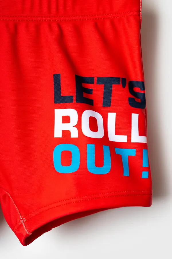 Плавки-шорты трикотажные для мальчиков, средней длины PLAYTODAY, красный - фото 2