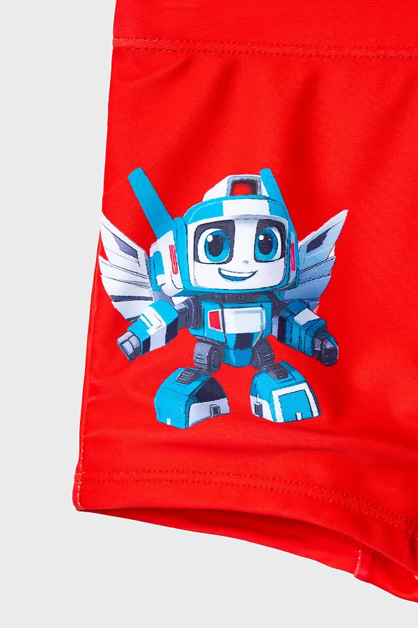 Плавки-шорты трикотажные для мальчиков, средней длины PLAYTODAY, красный - фото 2