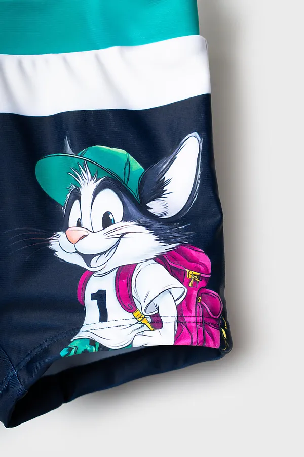 Плавки-шорты трикотажные для мальчиков, средней длины PLAYTODAY, зеленый,тёмно-синий - фото 2