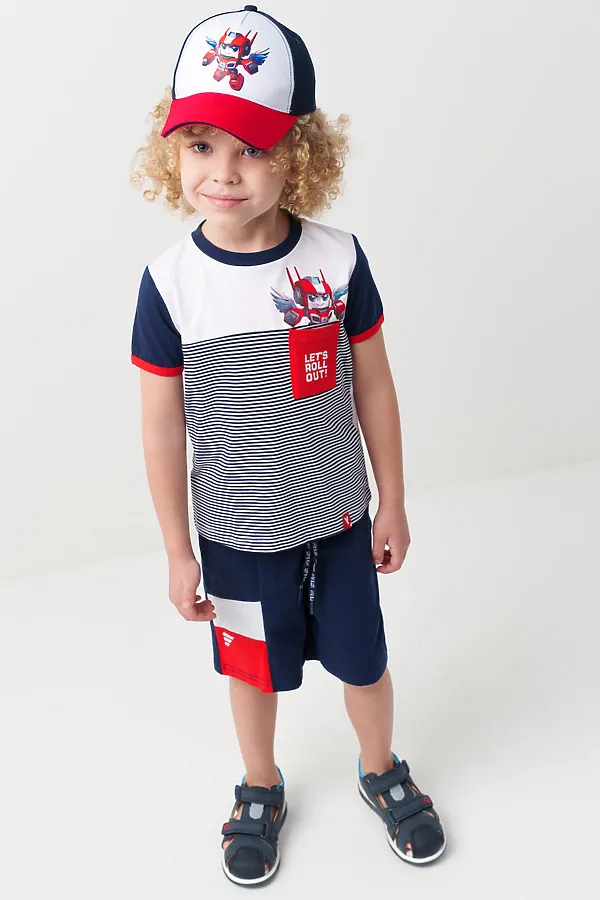 Кепка текстильная для мальчиков PLAYTODAY, белый,тёмно-синий,красный - фото 2