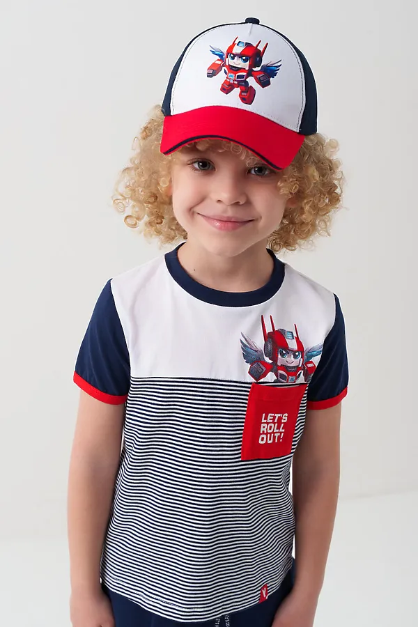 Кепка текстильная для мальчиков PLAYTODAY, белый,тёмно-синий,красный - фото 2