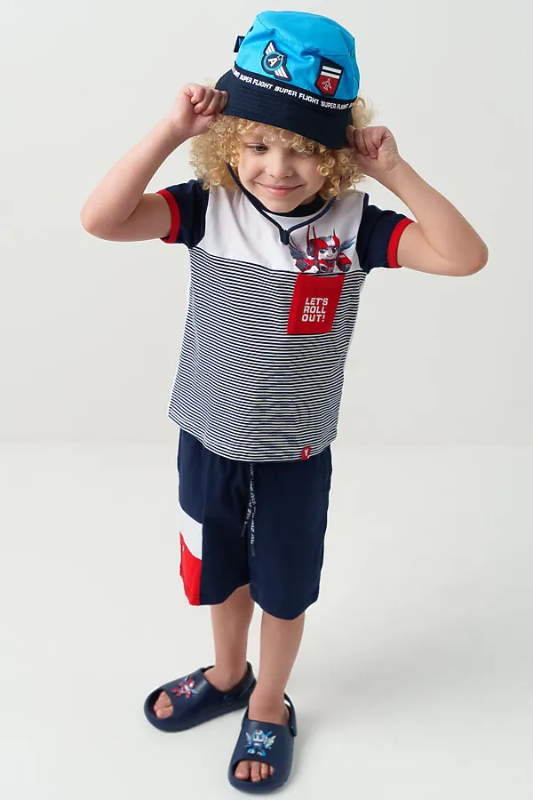 Панама текстильная для мальчиков PLAYTODAY, тёмно-синий,ярко-синий - фото 2