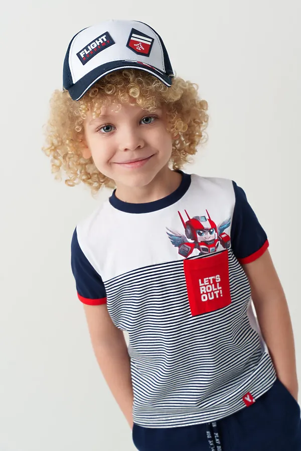 Кепка текстильная для мальчиков PLAYTODAY, белый,тёмно-синий - фото 2