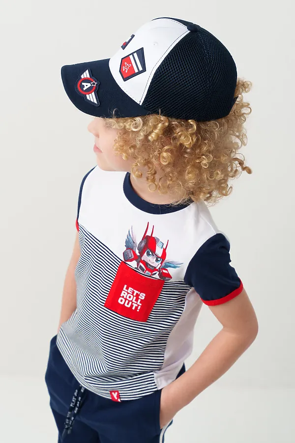 Кепка текстильная для мальчиков PLAYTODAY, белый,тёмно-синий - фото 2