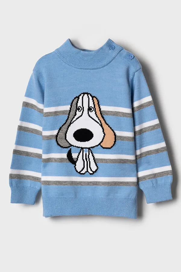 Свитер детский трикотажный для мальчиков PLAYTODAY, белый,голубой,серый - фото 2