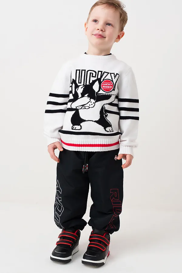 Джемпер трикотажный для мальчиков PLAYTODAY, белый,черный,красный - фото 2