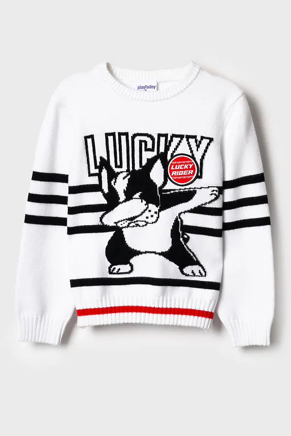 Джемпер трикотажный для мальчиков PLAYTODAY, белый,черный,красный - фото 2