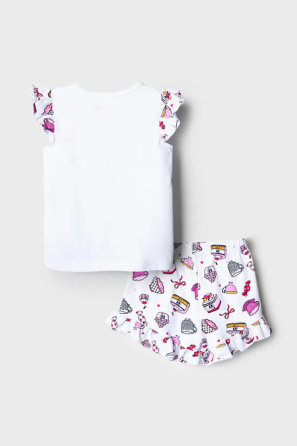 Комплект трикотажный для девочек: джемпер (футболка), шорты PLAYTODAY, разноцветный - фото 2