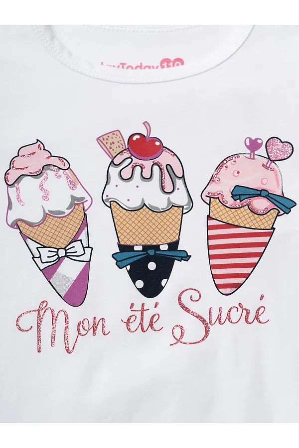 Комплект трикотажный для девочек: джемпер (футболка), шорты PLAYTODAY, разноцветный - фото 2