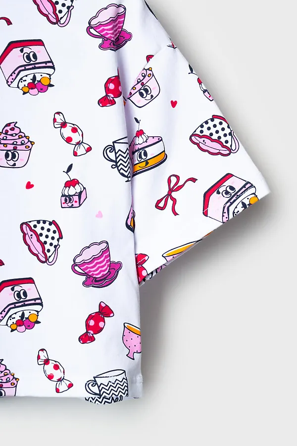 Комплект трикотажный для девочек: фуфайка (футболка), шорты PLAYTODAY, разноцветный - фото 2