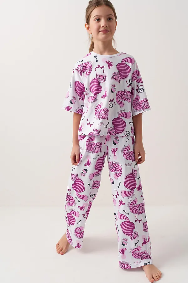 Пижама трикотажная для девочек PLAYTODAY, разноцветный - фото 2
