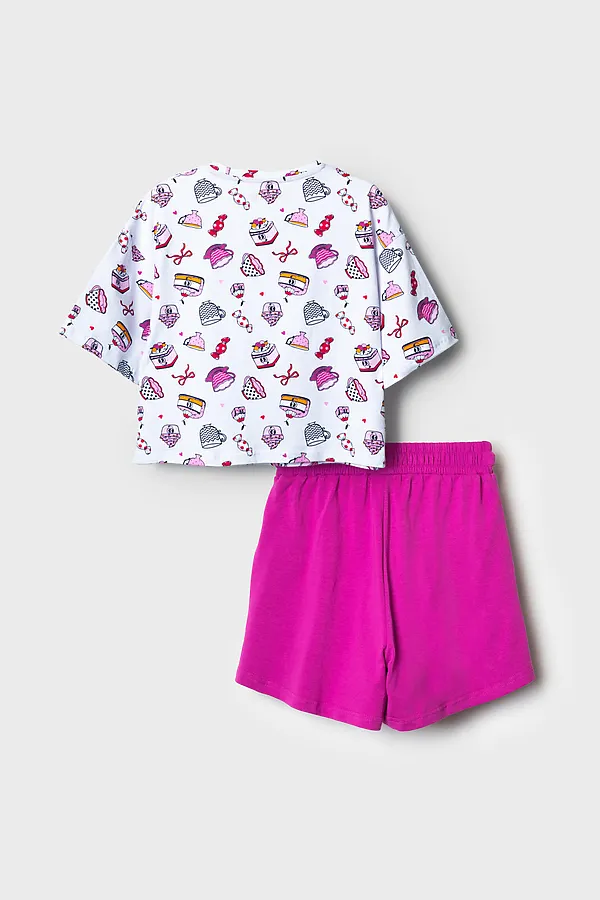 Комплект трикотажный для девочек: фуфайка (футболка), шорты PLAYTODAY, разноцветный - фото 2