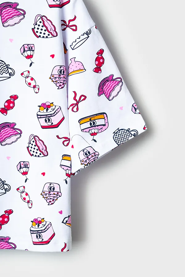 Комплект трикотажный для девочек: фуфайка (футболка), шорты PLAYTODAY, разноцветный - фото 2