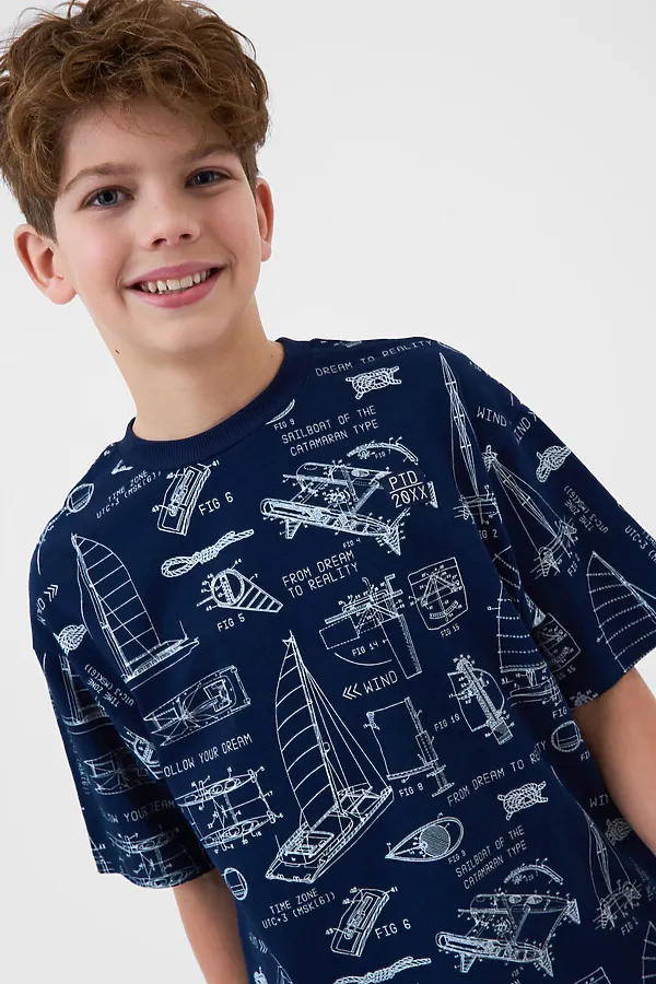 Пижама трикотажная для мальчиков PLAYTODAY, белый,тёмно-синий - фото 2