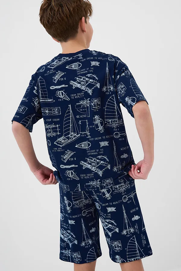 Пижама трикотажная для мальчиков PLAYTODAY, белый,тёмно-синий - фото 2