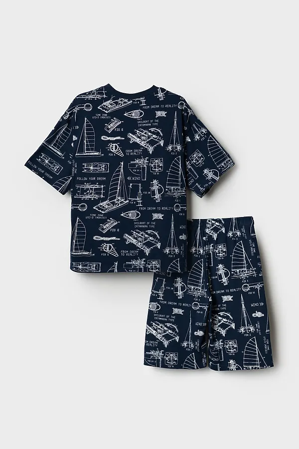 Пижама трикотажная для мальчиков PLAYTODAY, белый,тёмно-синий - фото 2