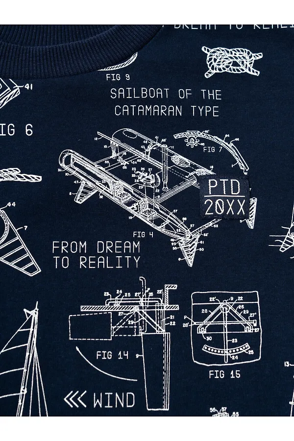 Пижама трикотажная для мальчиков PLAYTODAY, белый,тёмно-синий - фото 2