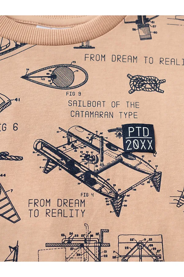 Пижама трикотажная для мальчиков PLAYTODAY, тёмно-синий,бежевый - фото 2